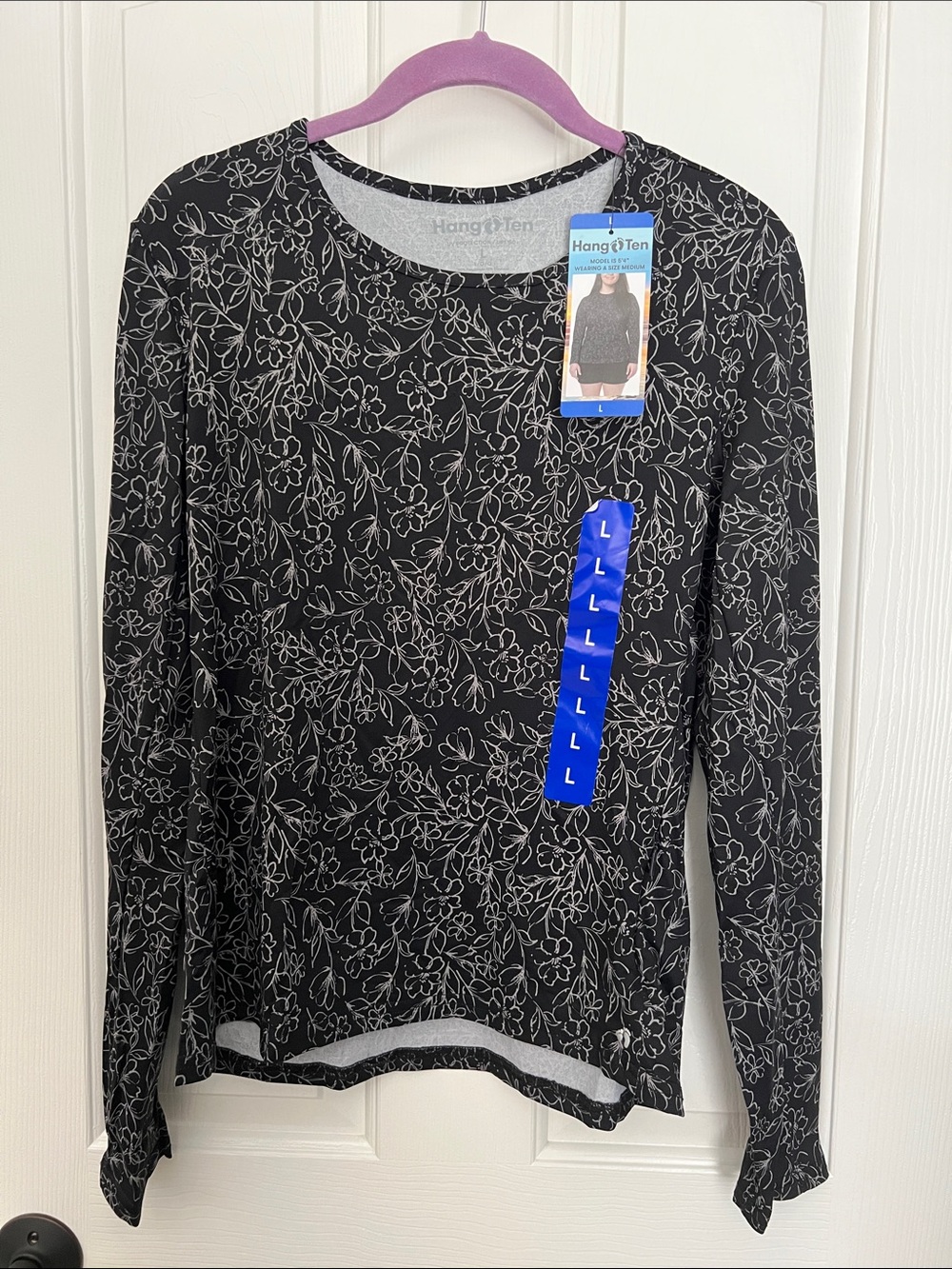 Hang Ten Black and Floral Long Sleeve Rashguard